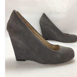 Michael Kors gray suede zip wedges sz 8